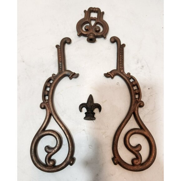 Vintage Cast Iron Coat Hooks And Lamp Finials 4 Pieces Unique Hooks 8" - Picture 2 of 16